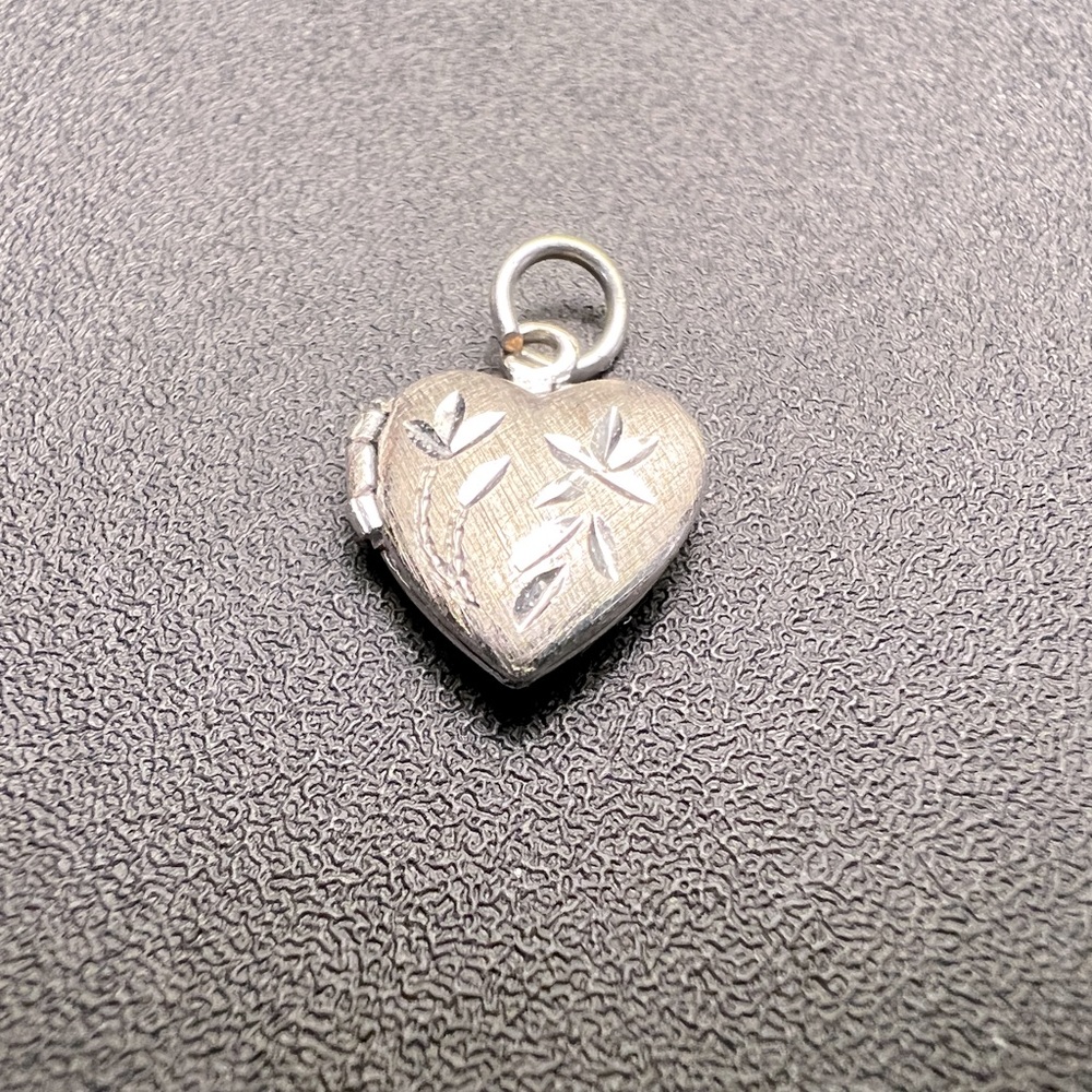 Etched Sterling Silver Tiny Heart Locket
